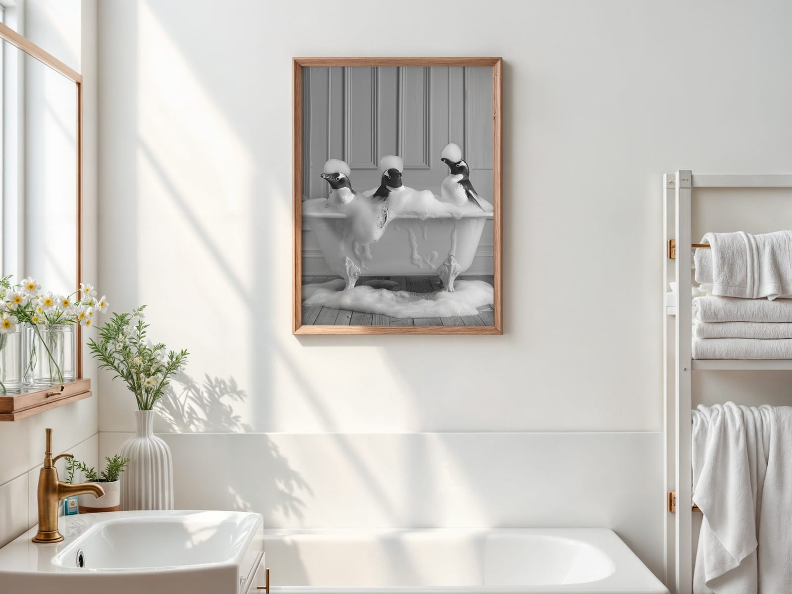 Stampa Pinguino nel Bagno