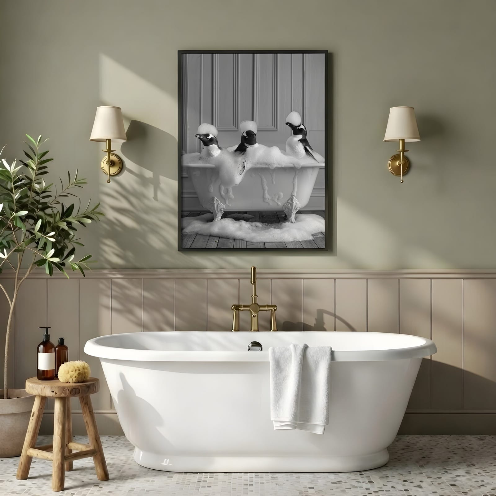 Stampa Pinguino nel Bagno