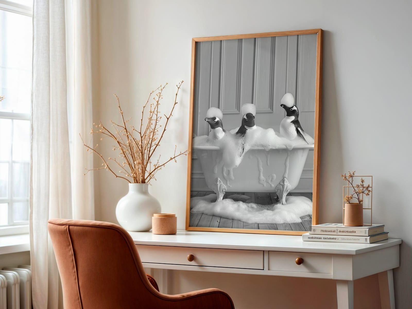 Stampa Pinguino nel Bagno