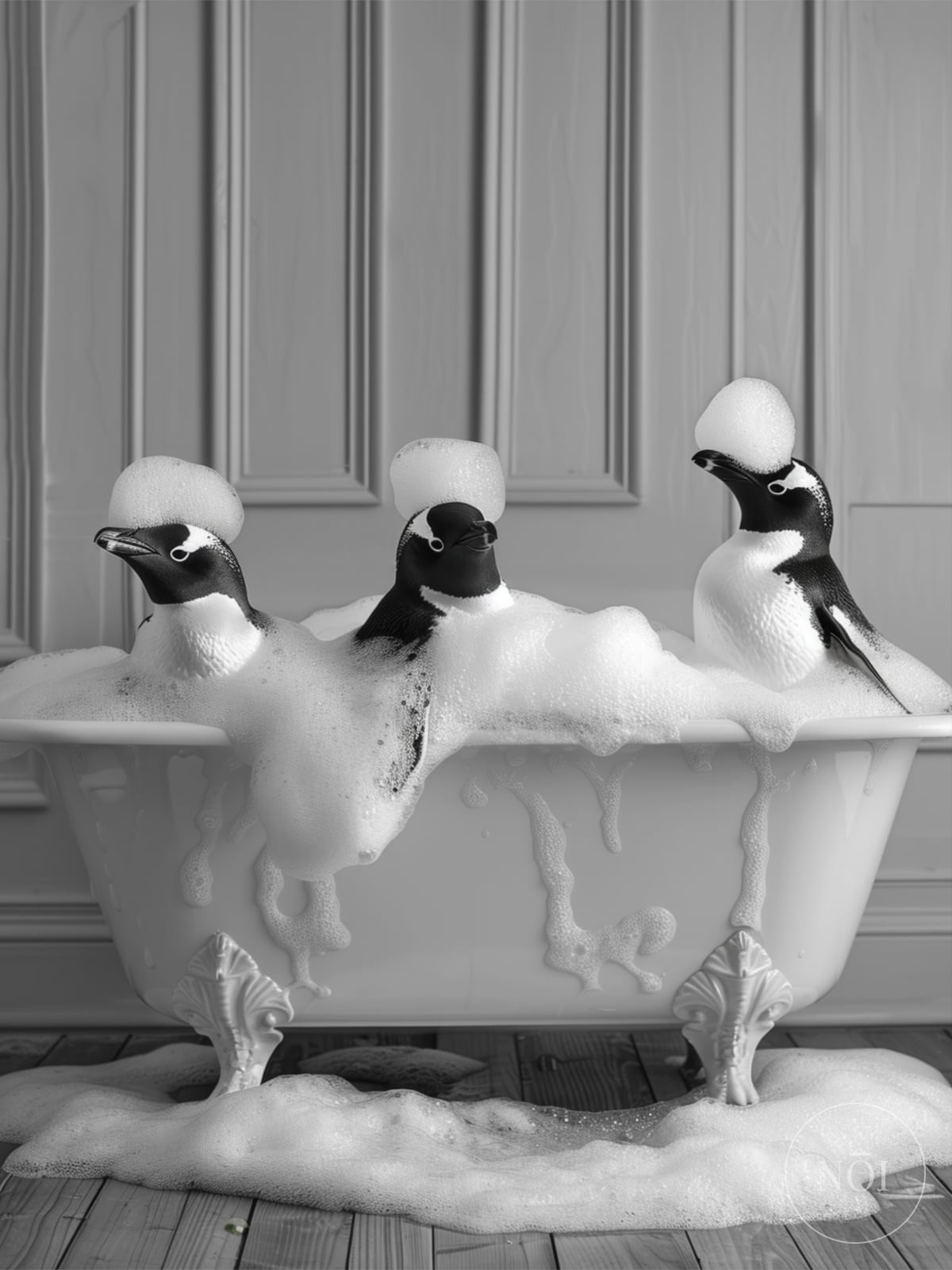 Pingvin i Badet Print — Poster (ungerahmt)