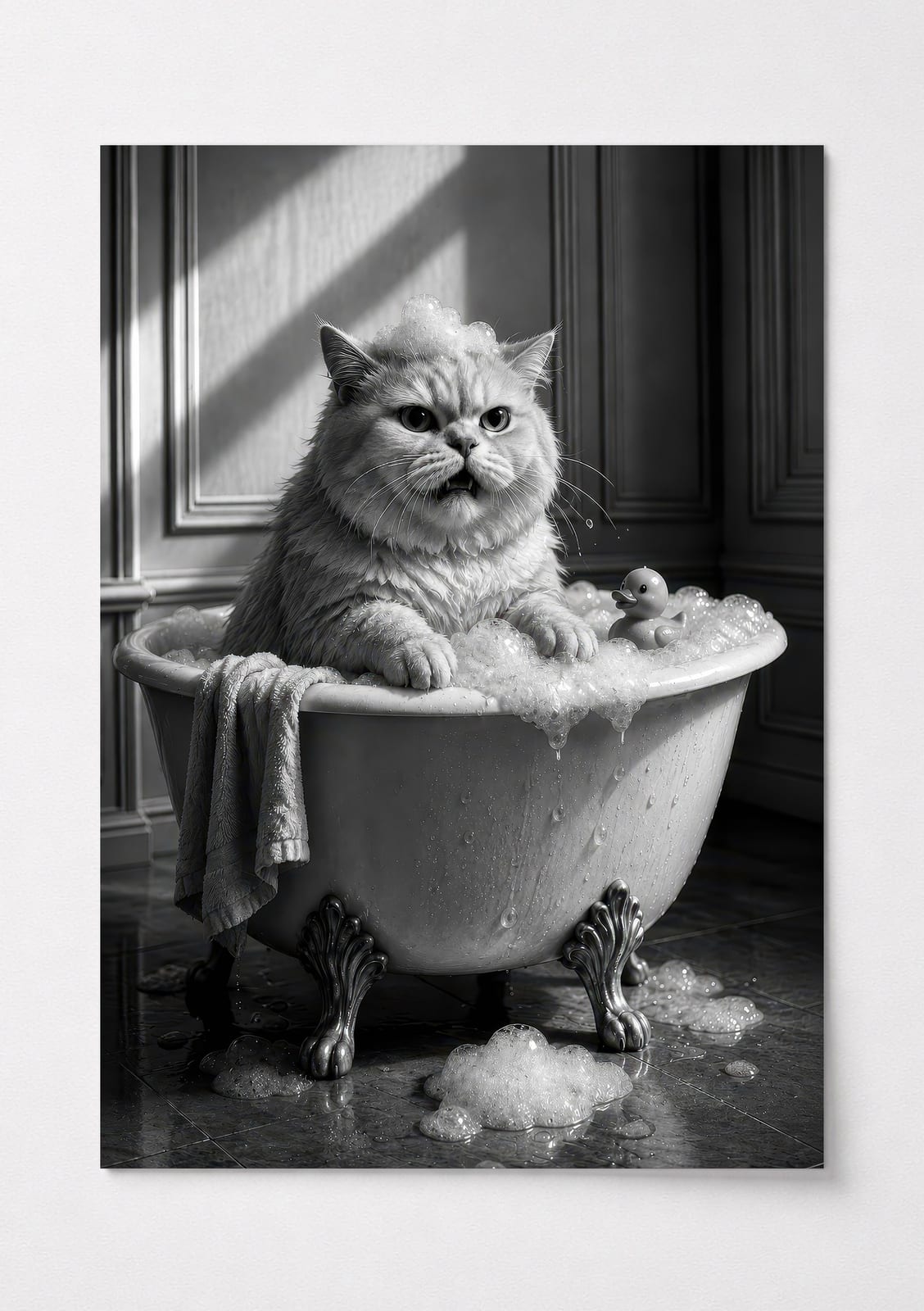 Kat i Badekar Print