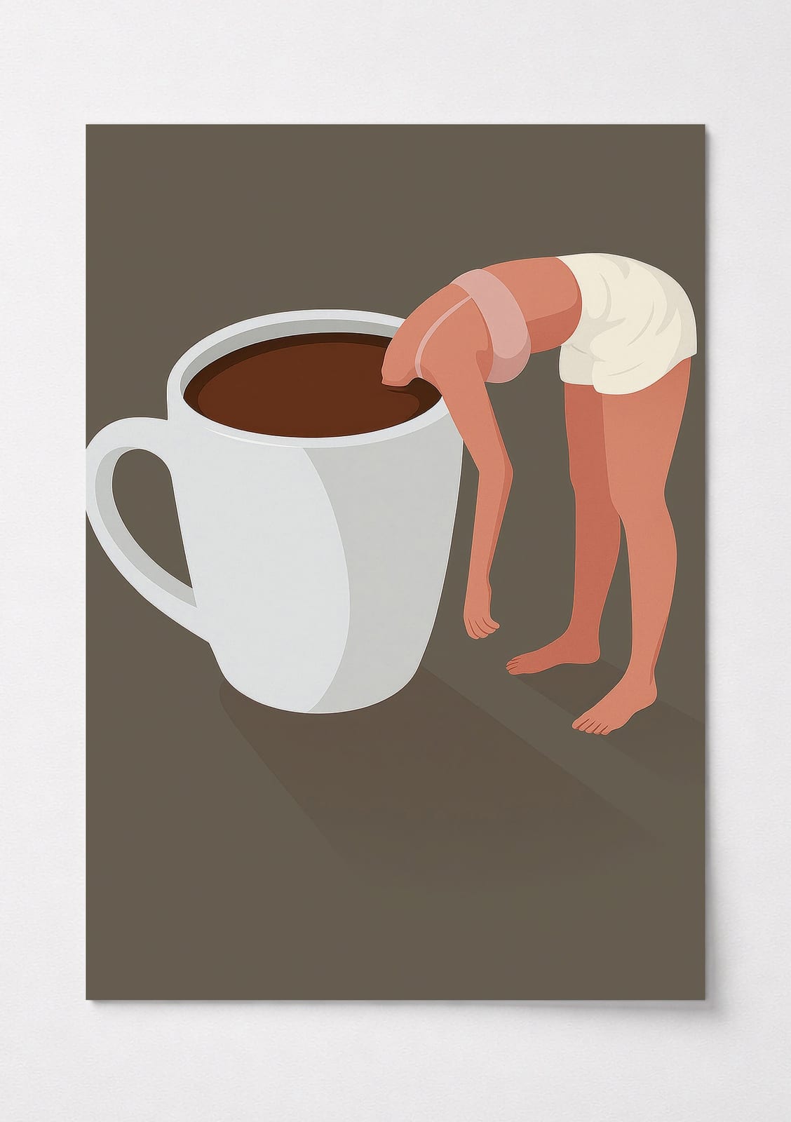 Woman in Coffee Cup Art Print, minimalistisk køkkendekoration