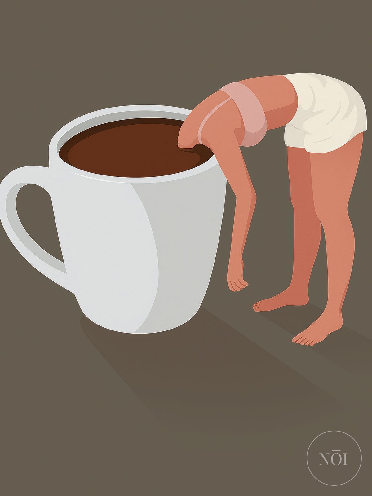 Woman in Coffee Cup Art Print, minimalistisk køkkendekoration — Poster (ungerahmt)