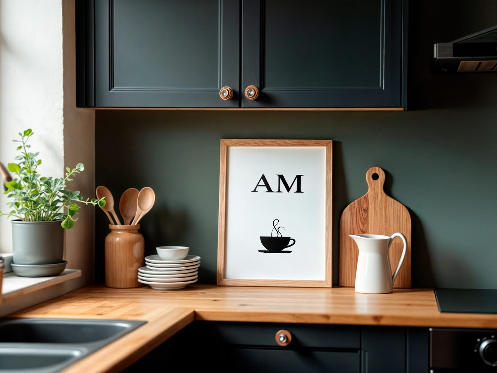 Tazza di caffè Line Art AM, poster minimalista da cucina