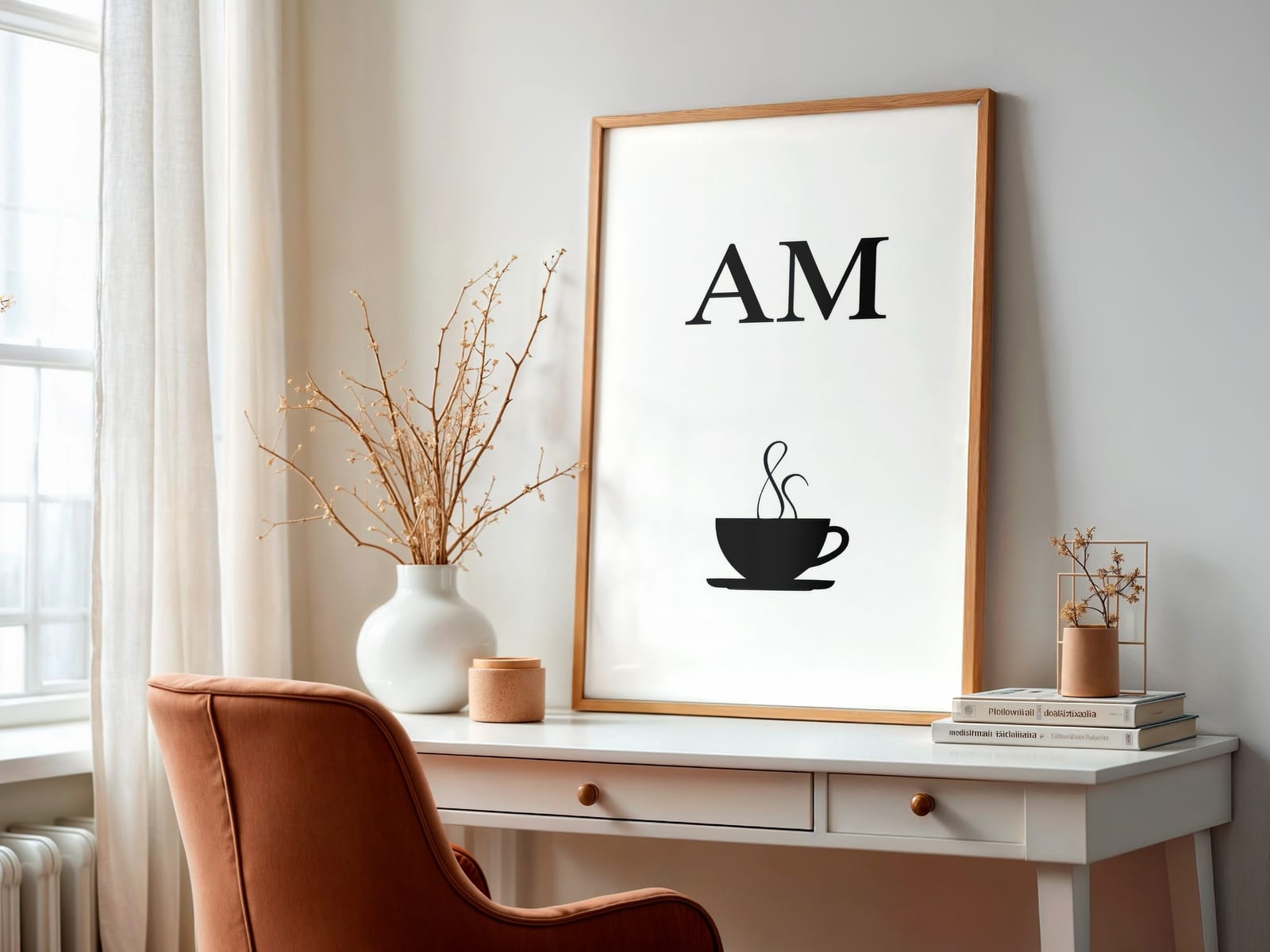 Tazza di caffè Line Art AM, poster minimalista da cucina