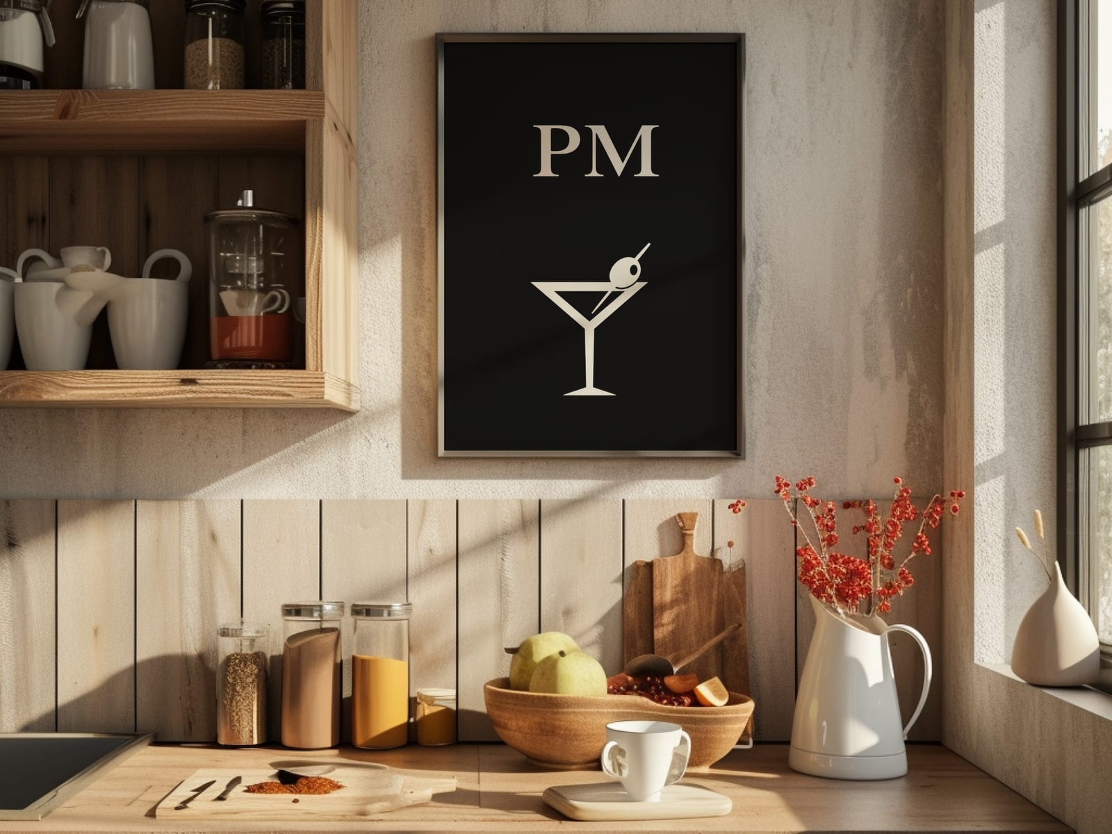 Cocktail Line Art PM, poster minimalista per il bar