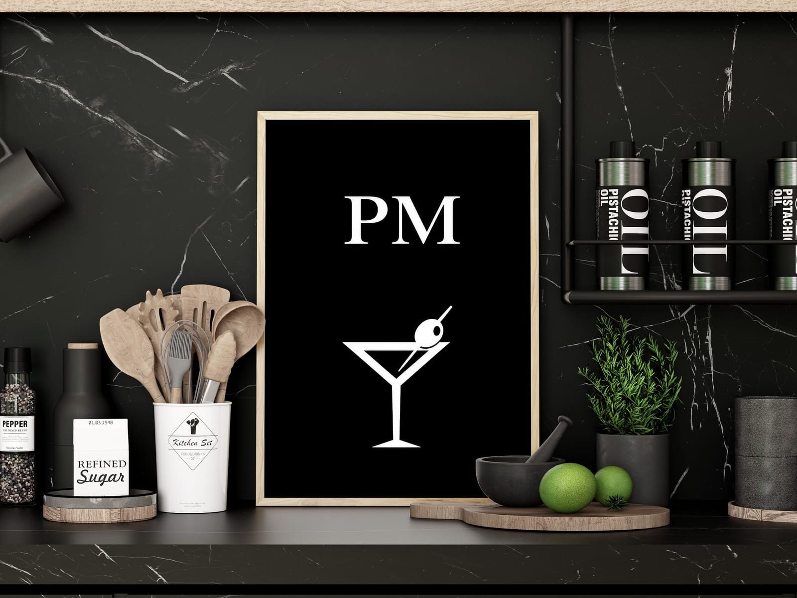 Cocktail Line Art PM, poster minimalista per il bar