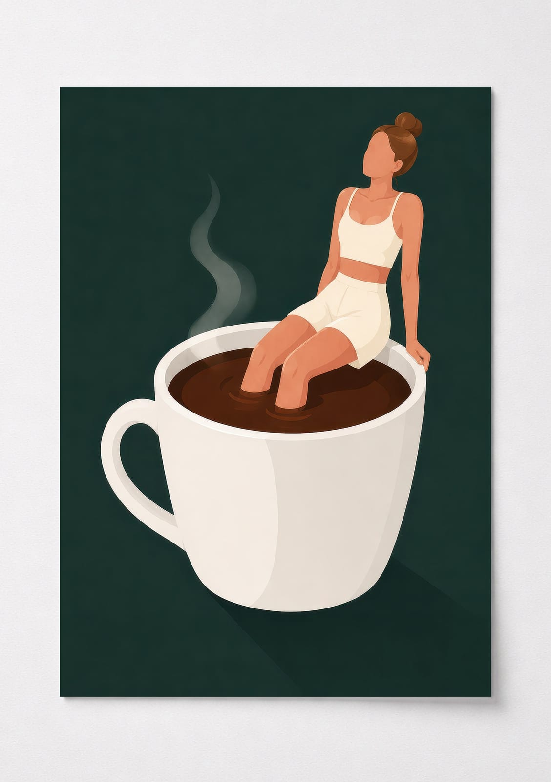 Woman on Coffee Cup Poster, Coffee Wall Art for Kitchen Decor