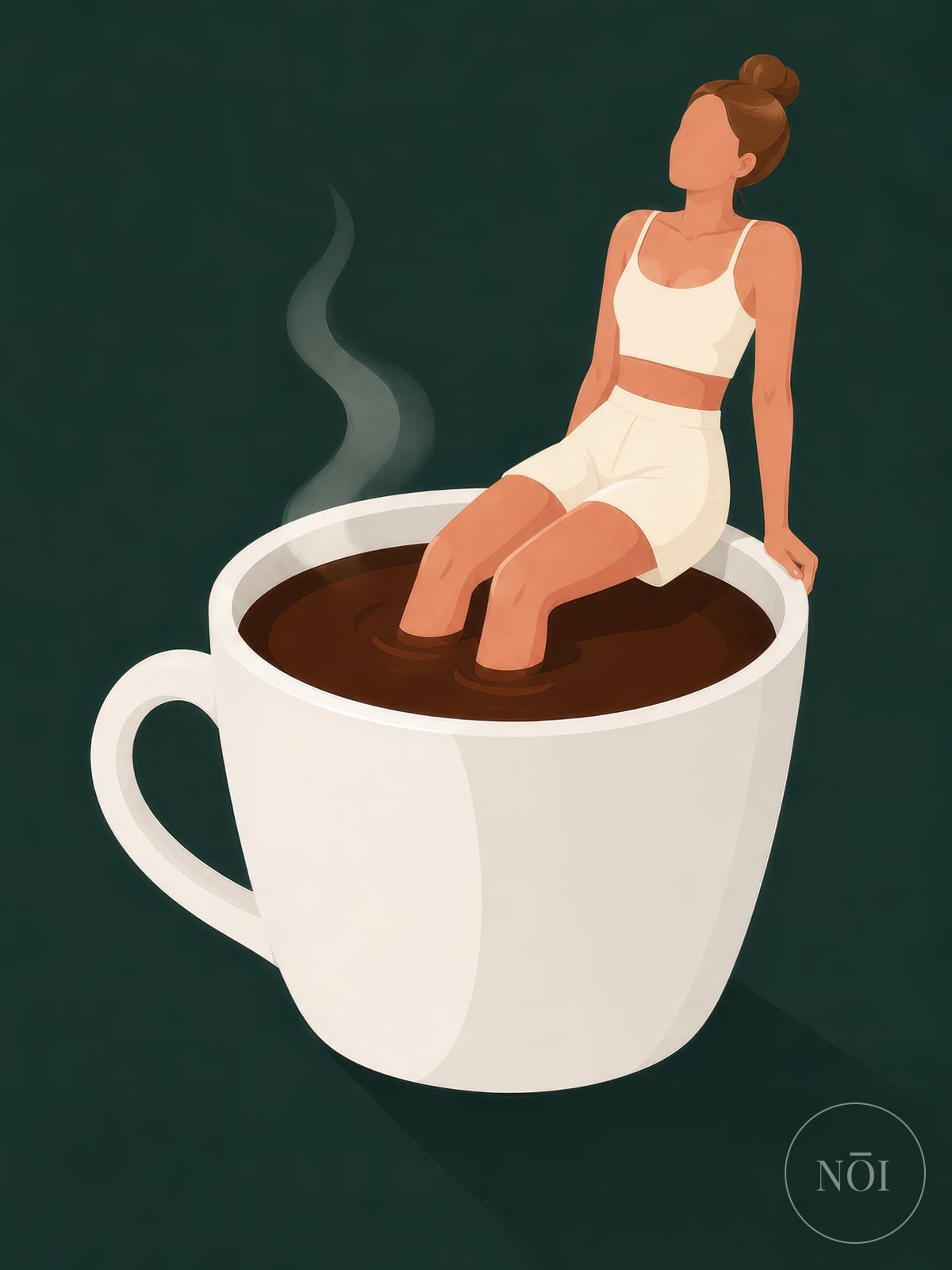 Woman on Coffee Cup Poster, Coffee Wall Art for Kitchen Decor — Poster (ungerahmt)