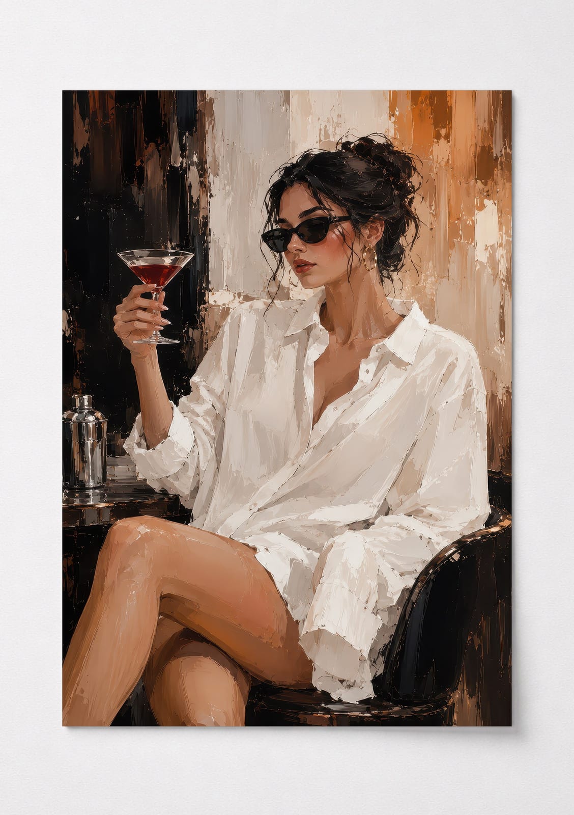 Chic Woman Cocktail Poster, Living Room Wall Art, Modern Bar Decor