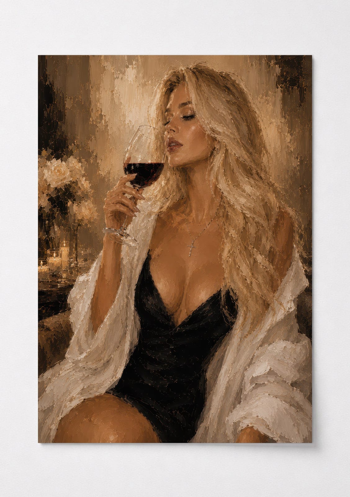 Elegant Woman Wine Poster, Living Room Wall Art, Luxury Bar Decor
