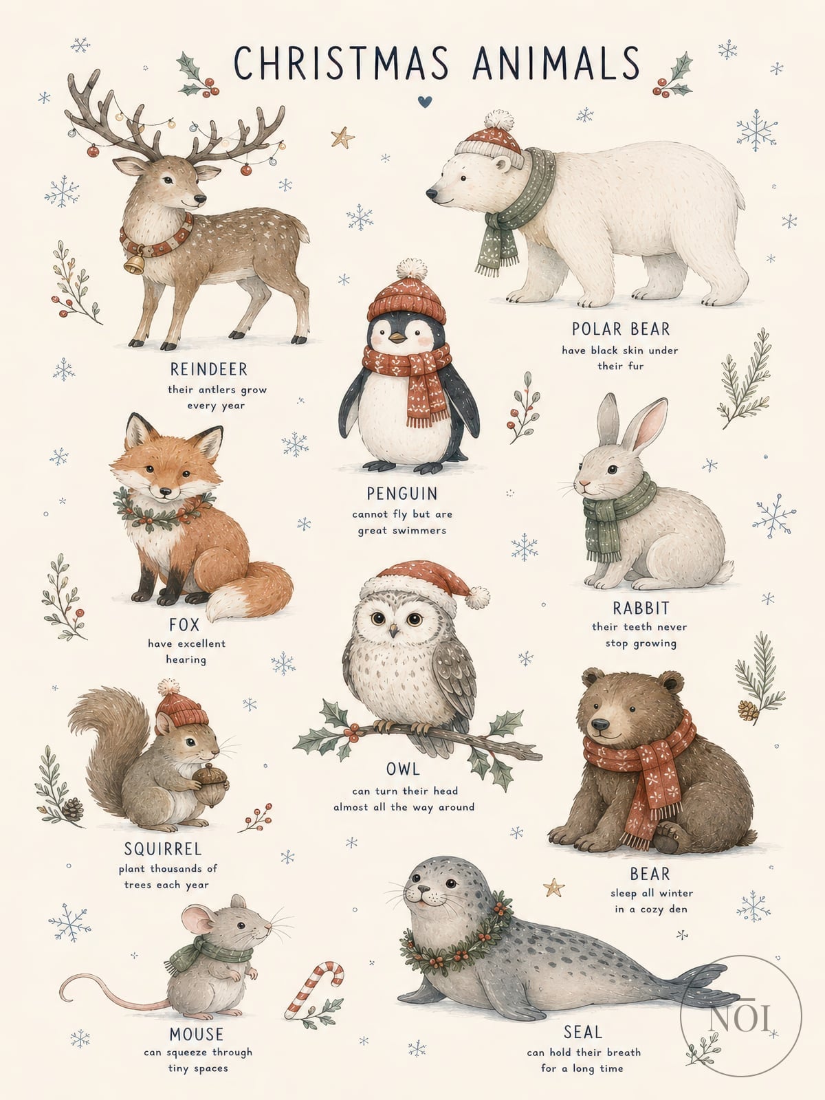 Winter Animal Friends — Poster (ungerahmt)