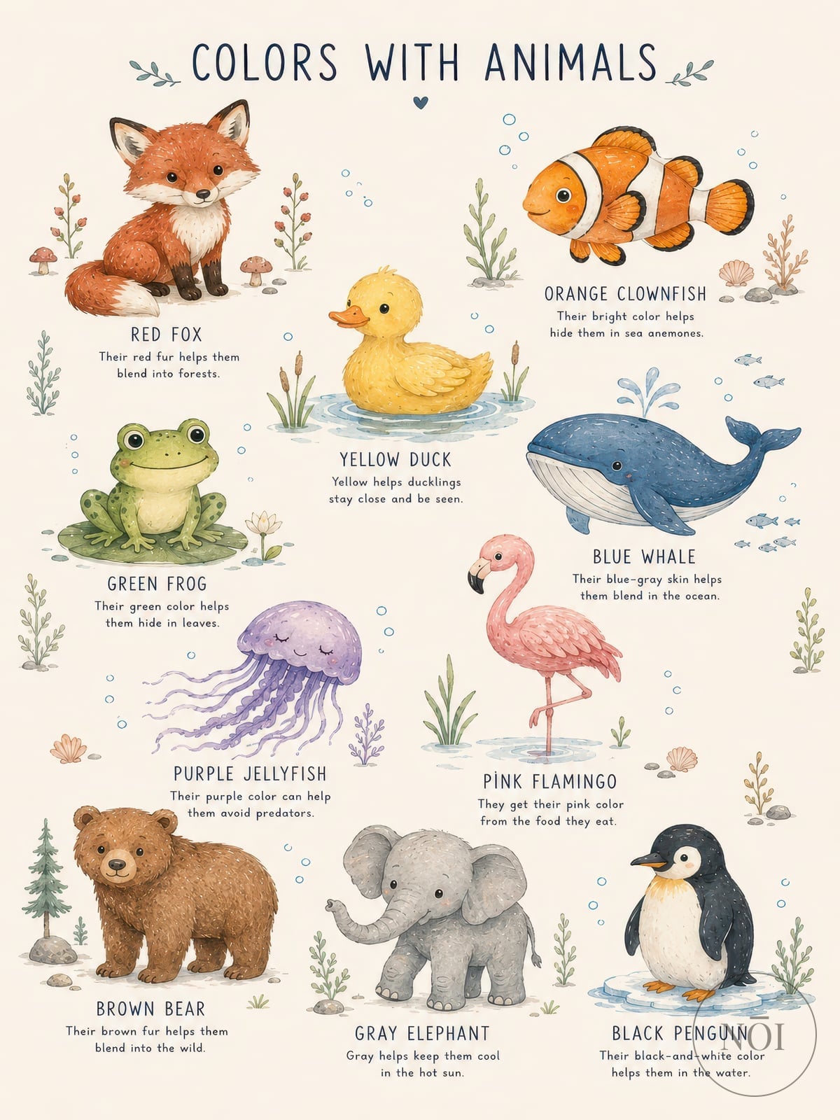 動物と色 — Poster (ungerahmt)