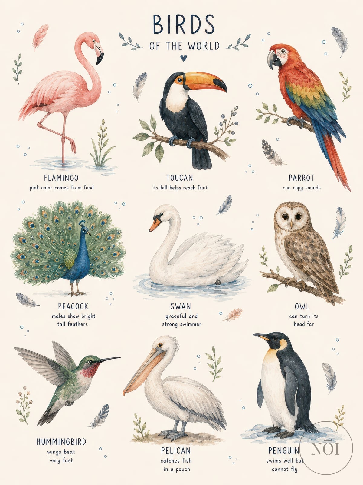 Verdens fugle — Poster (ungerahmt)
