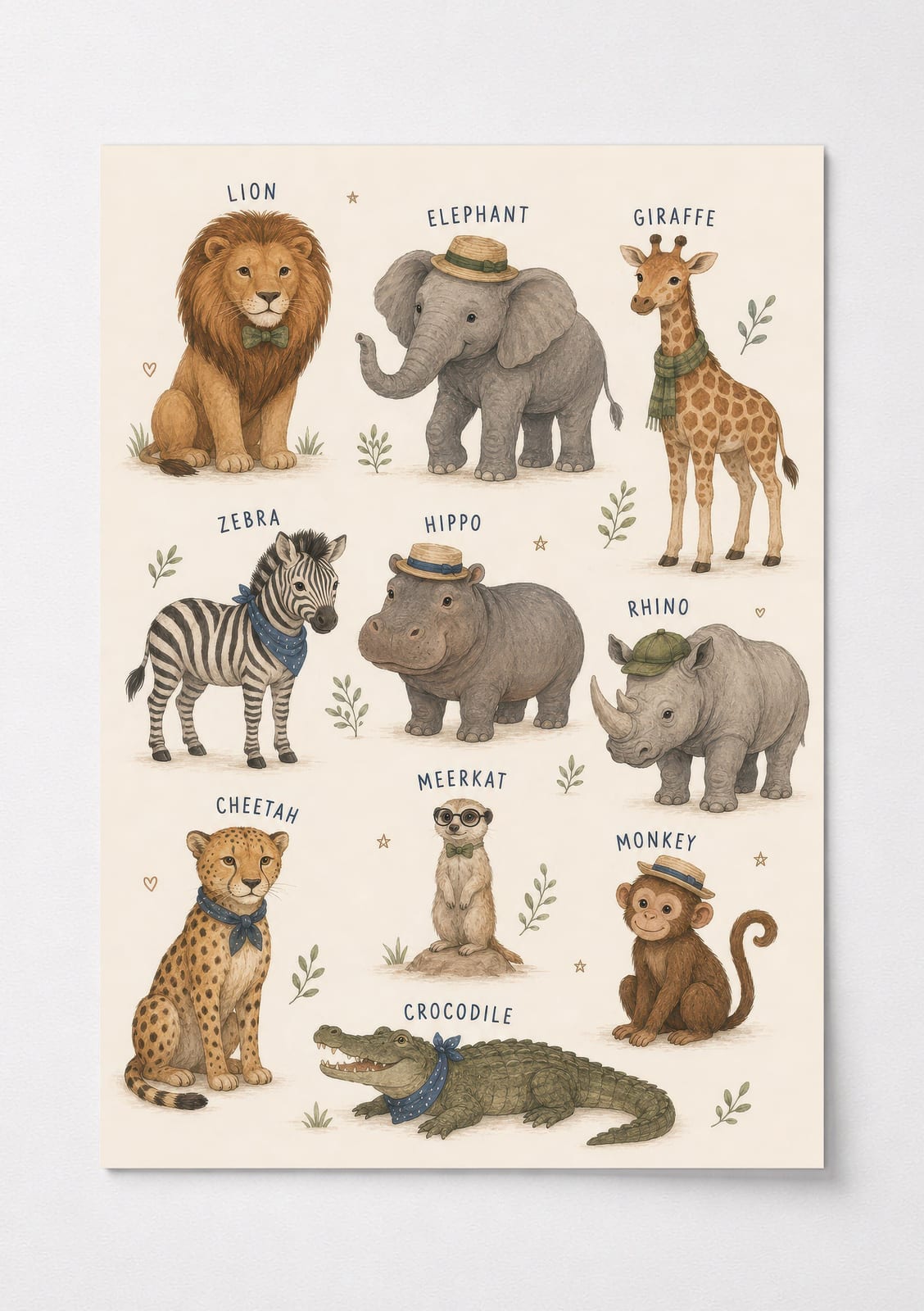 Safari Animal Alphabet Poster, Nursery Wall Art, Kids Room Decor