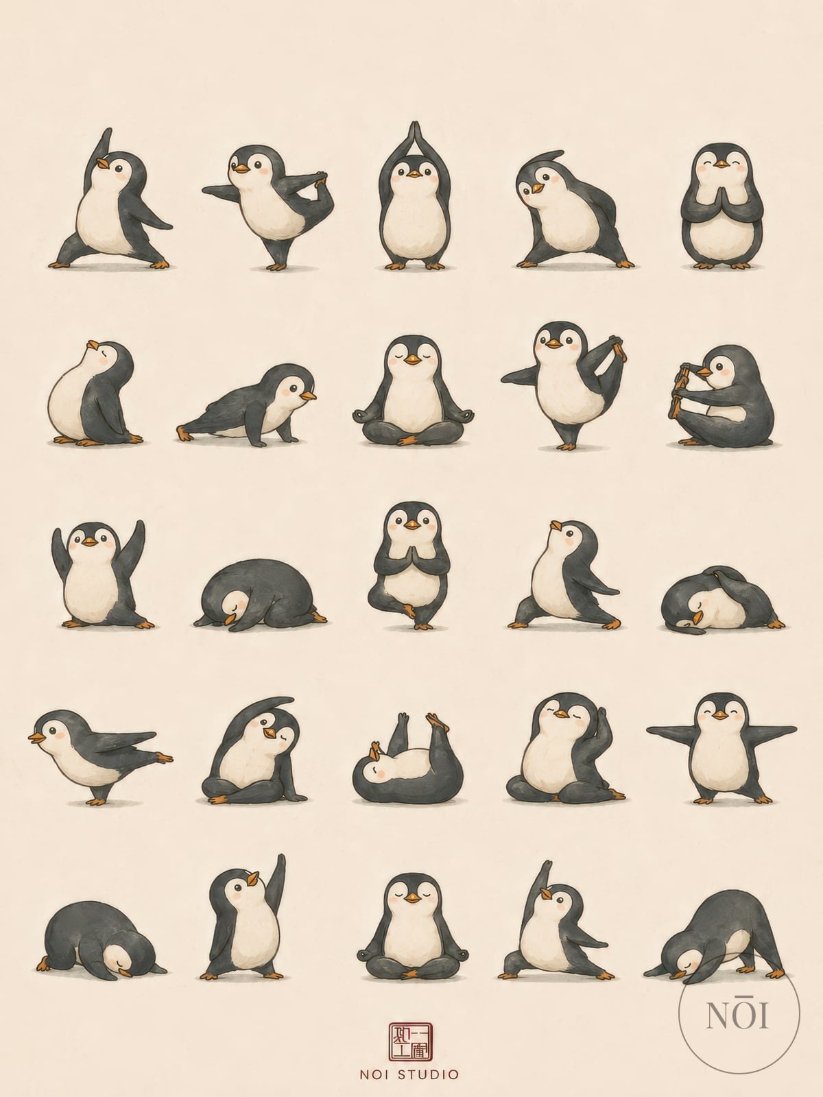 Yoga Penguins — Poster (ungerahmt)