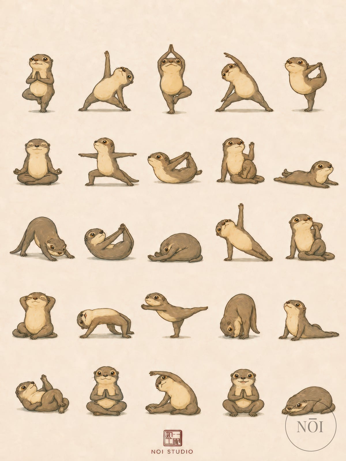 Oddere i yogastillinger — Poster (ungerahmt)
