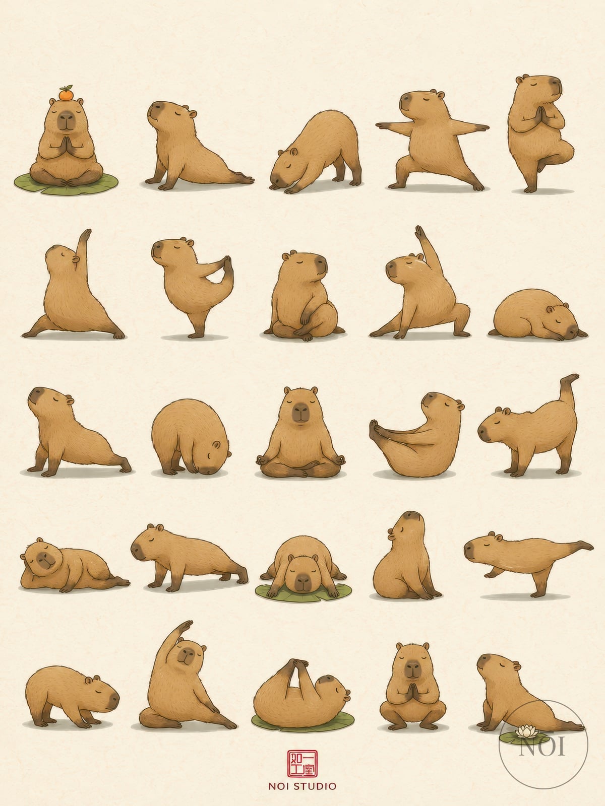 Capybara Yoga-gitter — Poster (ungerahmt)