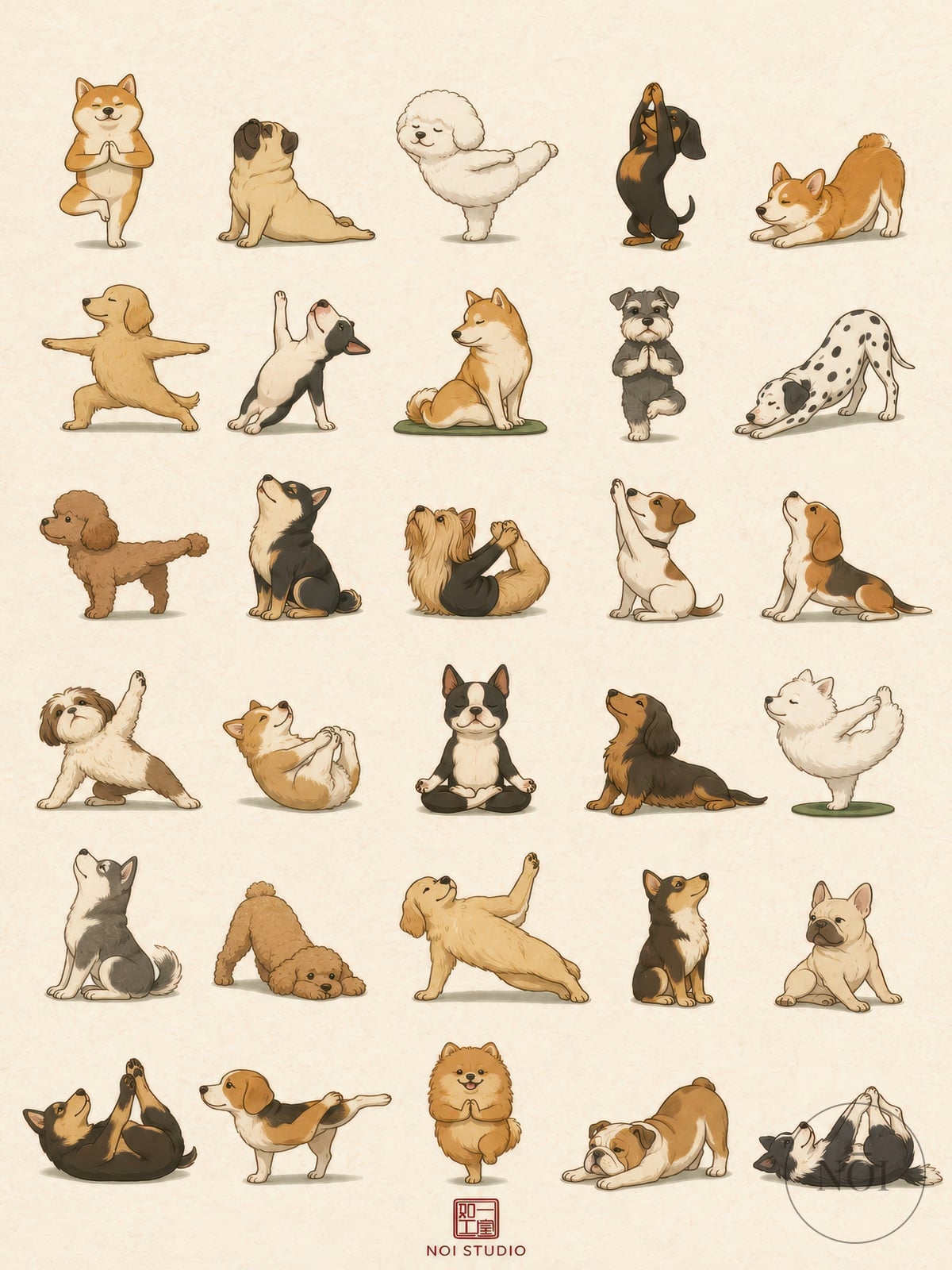 Yoga-hunde — Poster (ungerahmt)