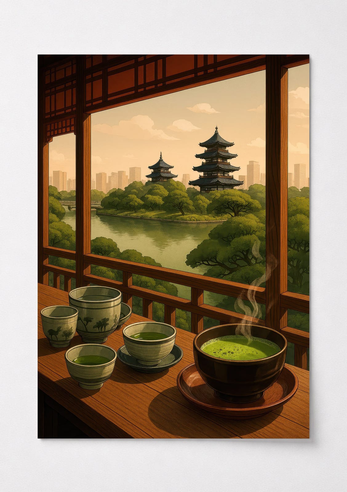 Matcha Tea Bowl Poster, Japanese Wall Art for Kitchen Wall Art Decor