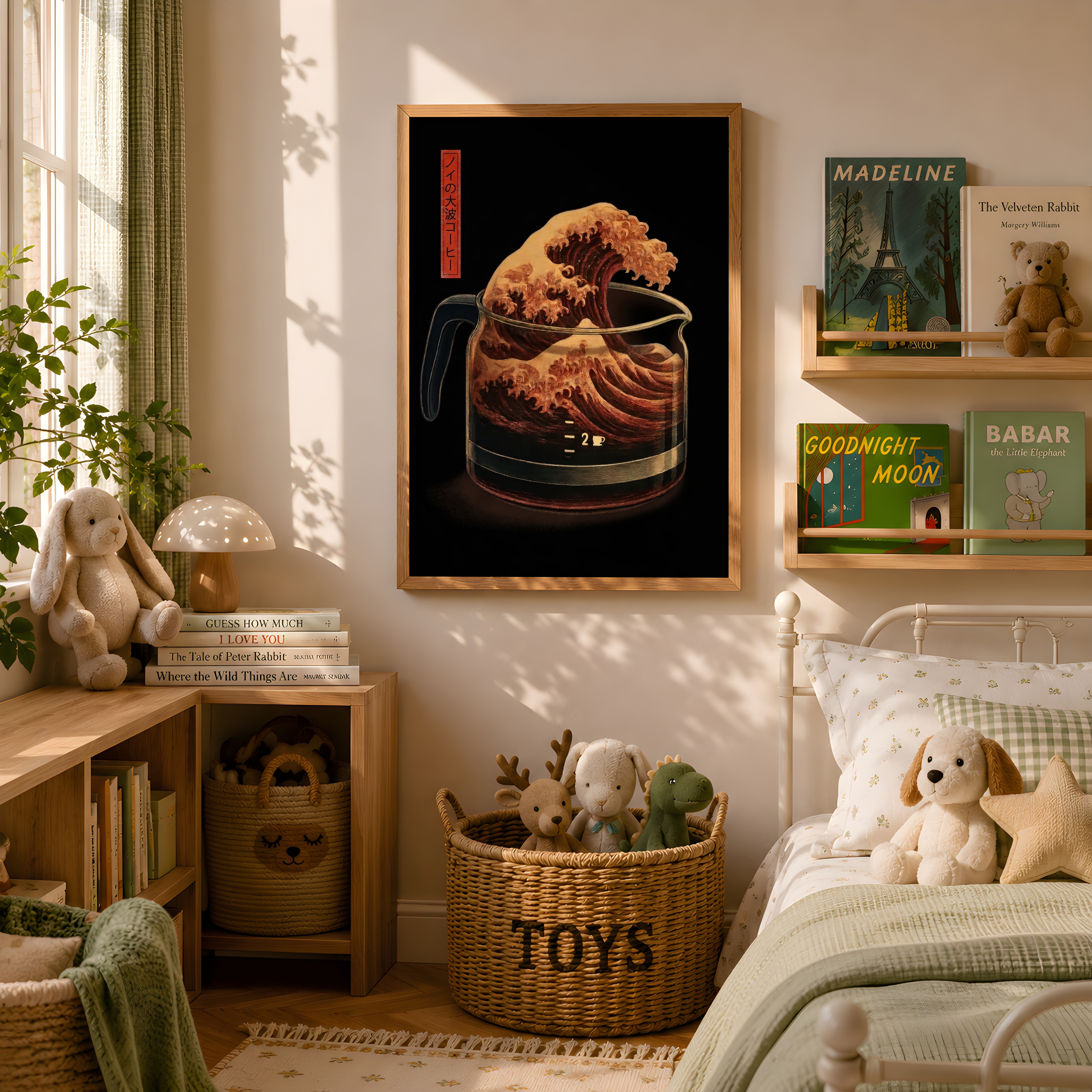 Japanese Wave Coffee Pot Poster - Wabi Sabi Kitchen Wall Art