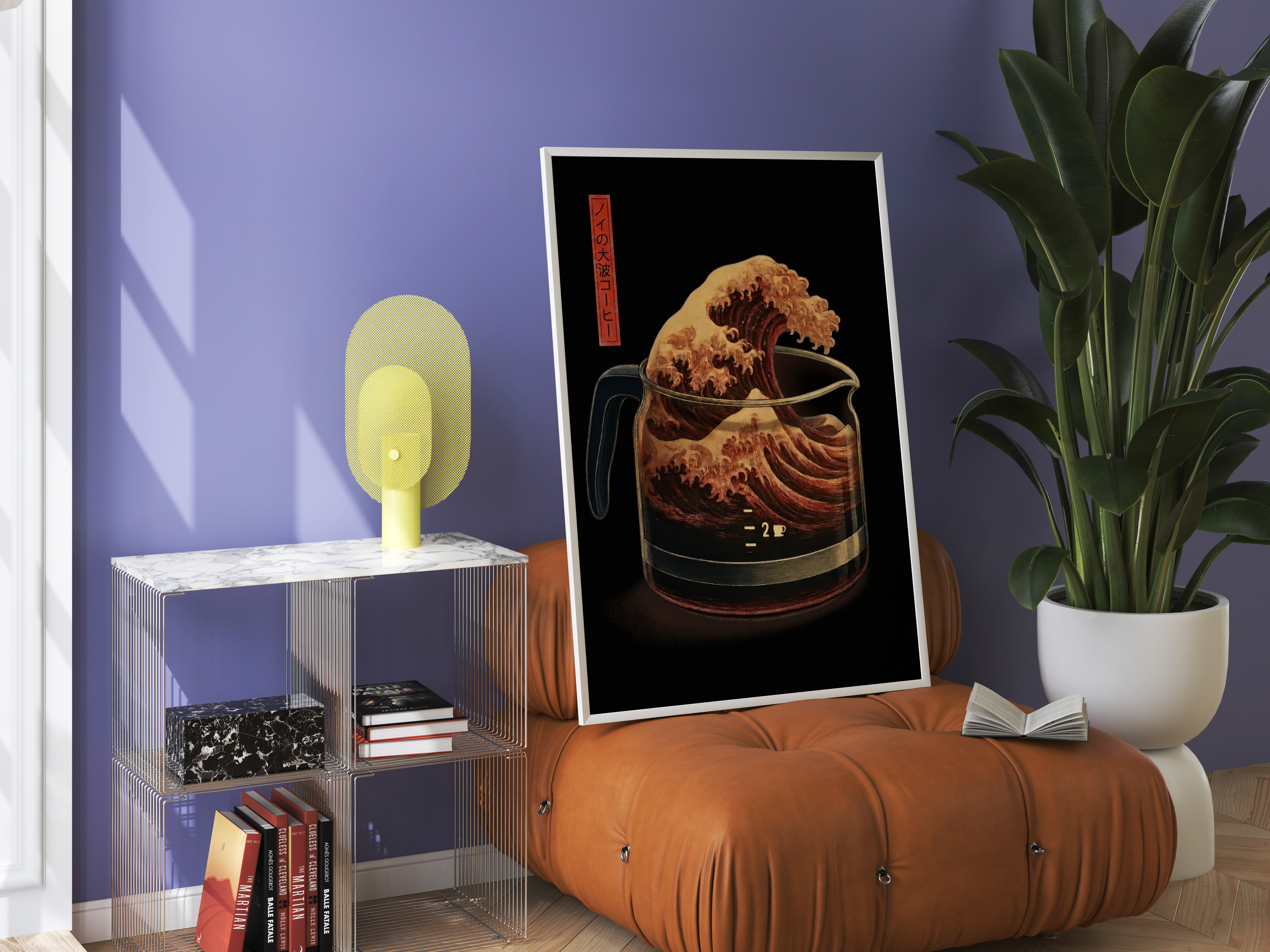 Japanese Wave Coffee Pot Poster - Wabi Sabi Kitchen Wall Art