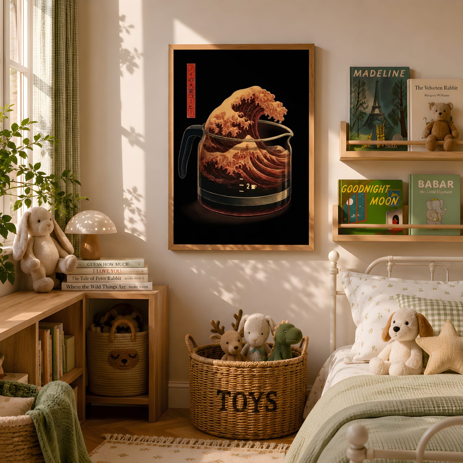 Japanese Wave Coffee Pot Poster - Wabi Sabi Kitchen Wall Art