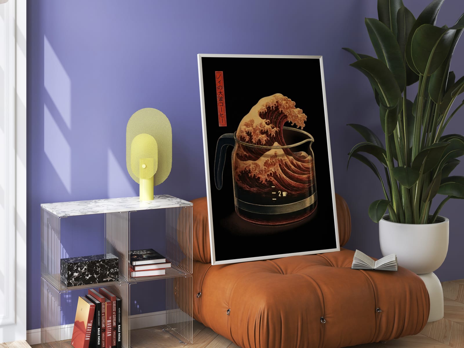 Japanese Wave Coffee Pot Poster - Wabi Sabi Kitchen Wall Art