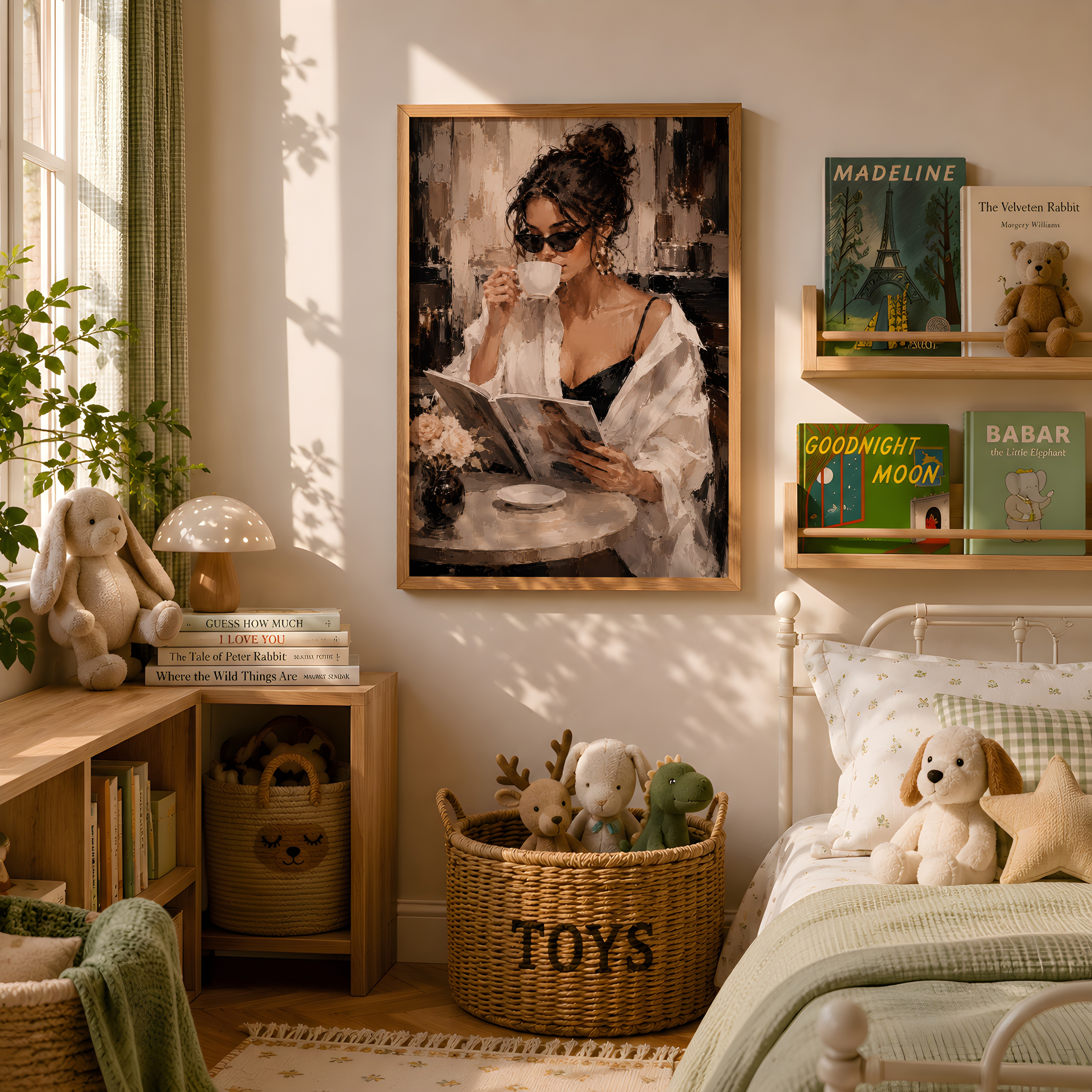 Chic Woman Coffee Bar Decor Poster, Café Fashion Wall Art, Living Room Wall Art