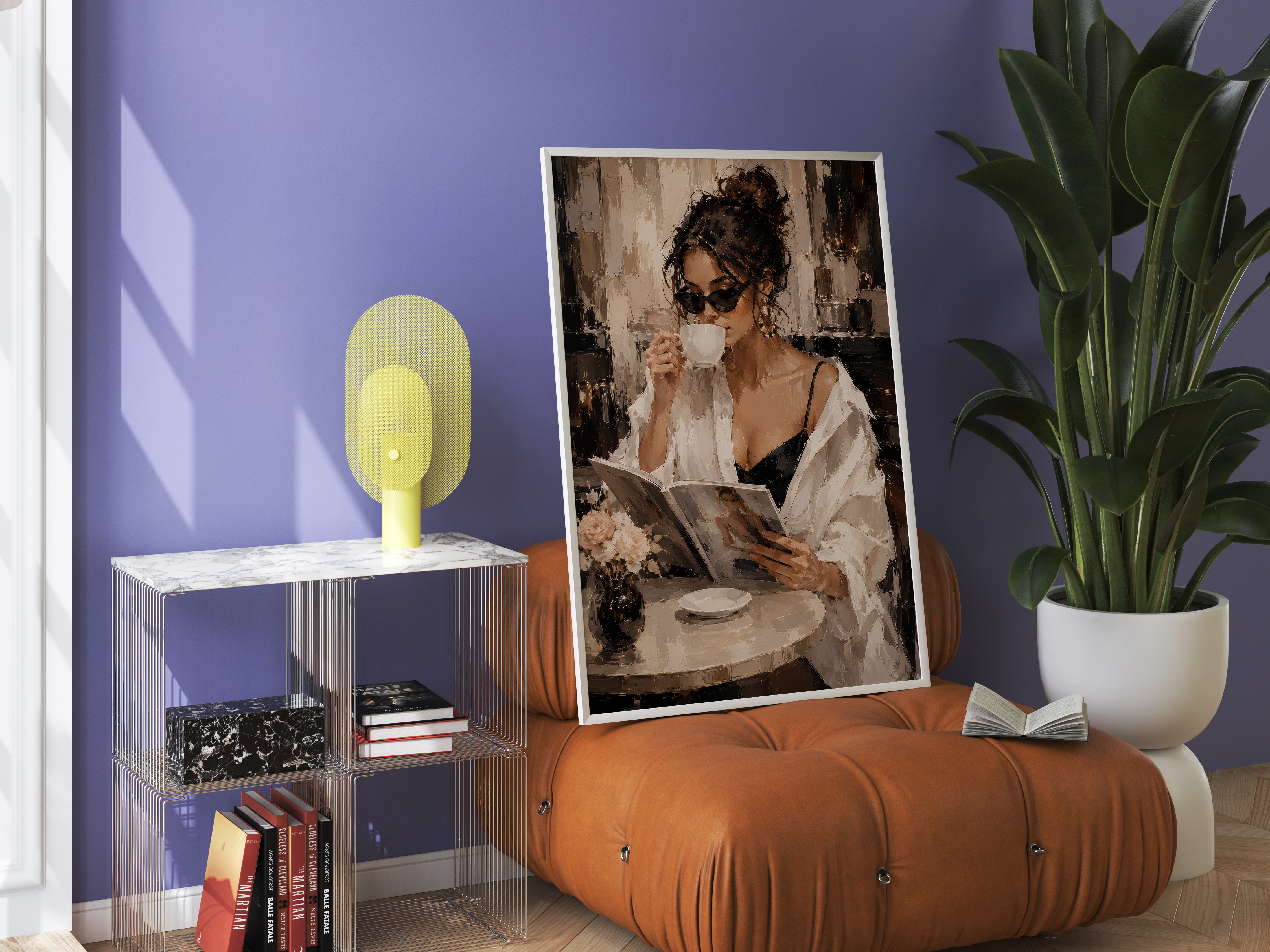 Chic Woman Coffee Bar Decor Poster, Café Fashion Wall Art, Living Room Wall Art