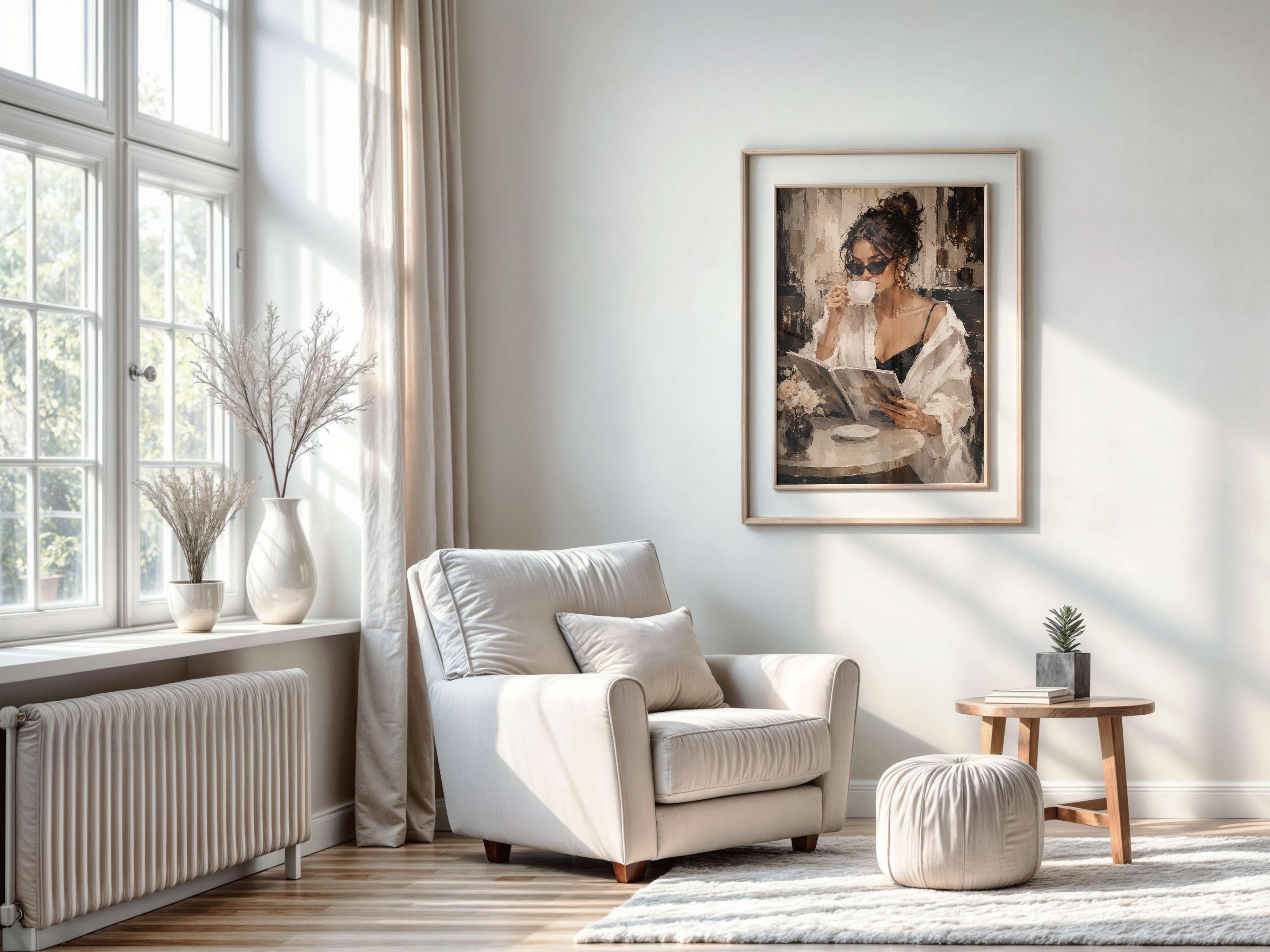 Chic Woman Coffee Bar Decor Poster, Café Fashion Wall Art, Living Room Wall Art