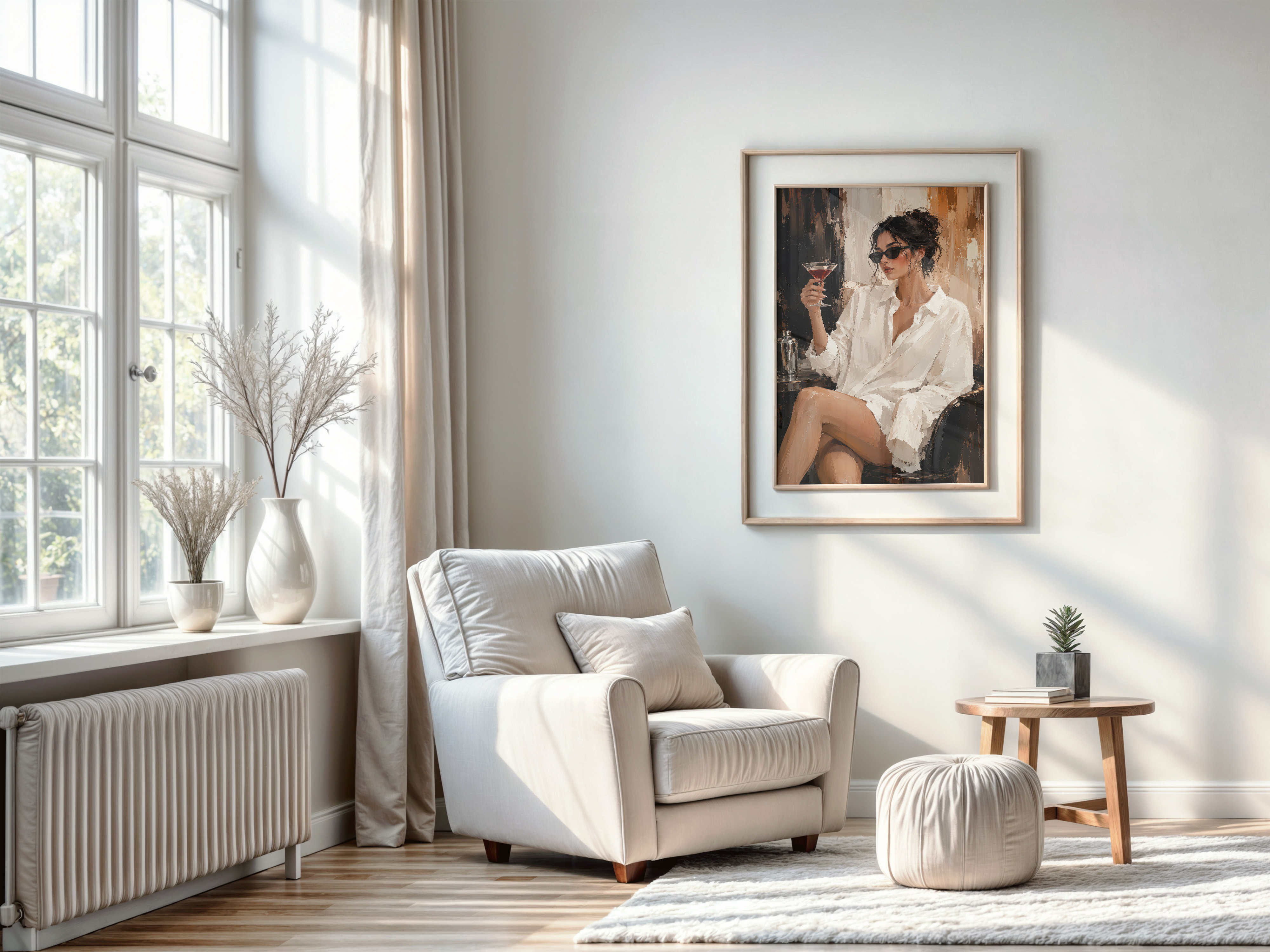 Chic Woman Cocktail Poster, Living Room Wall Art, Modern Bar Decor
