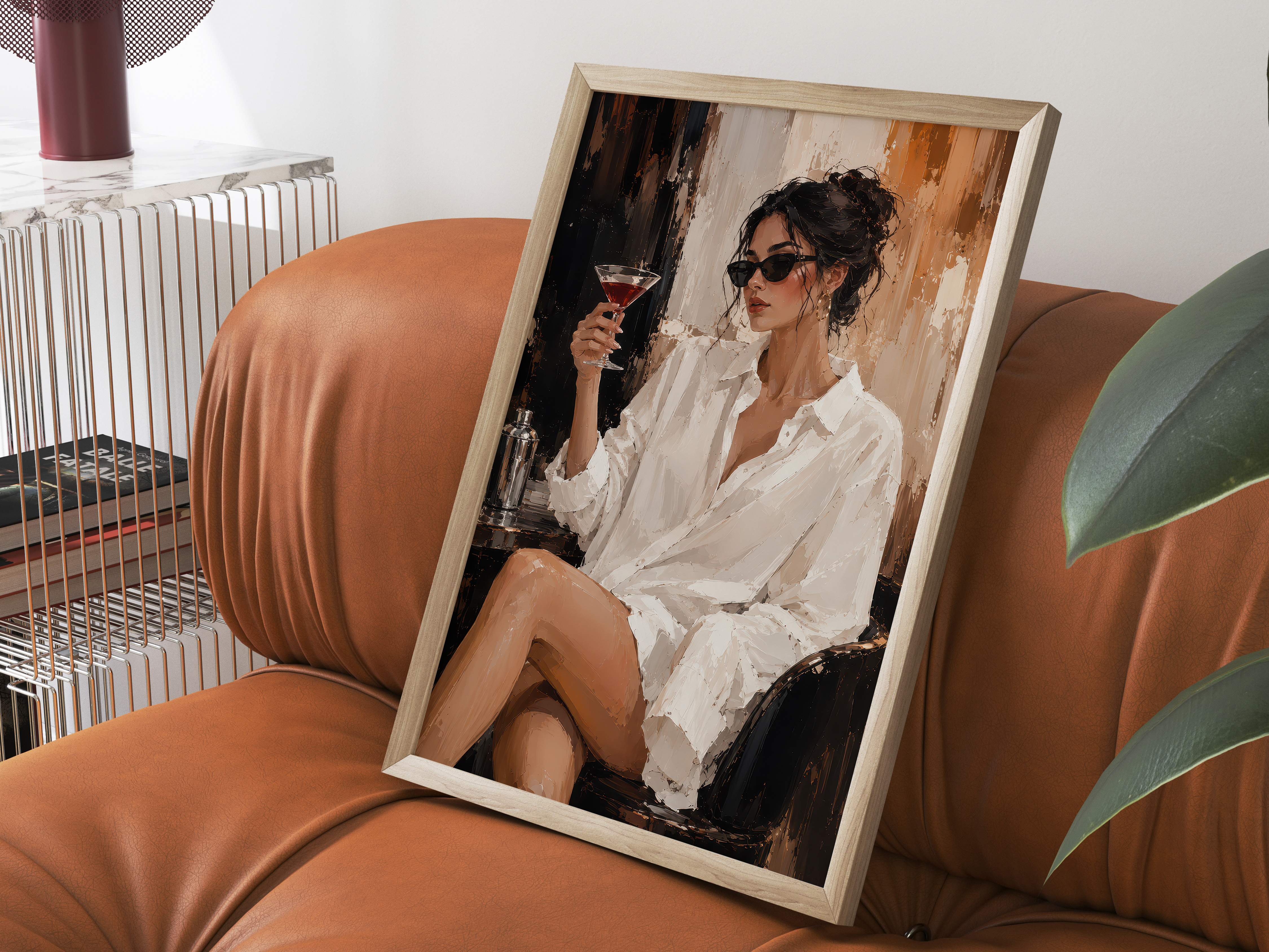 Chic Woman Cocktail Poster, Living Room Wall Art, Modern Bar Decor