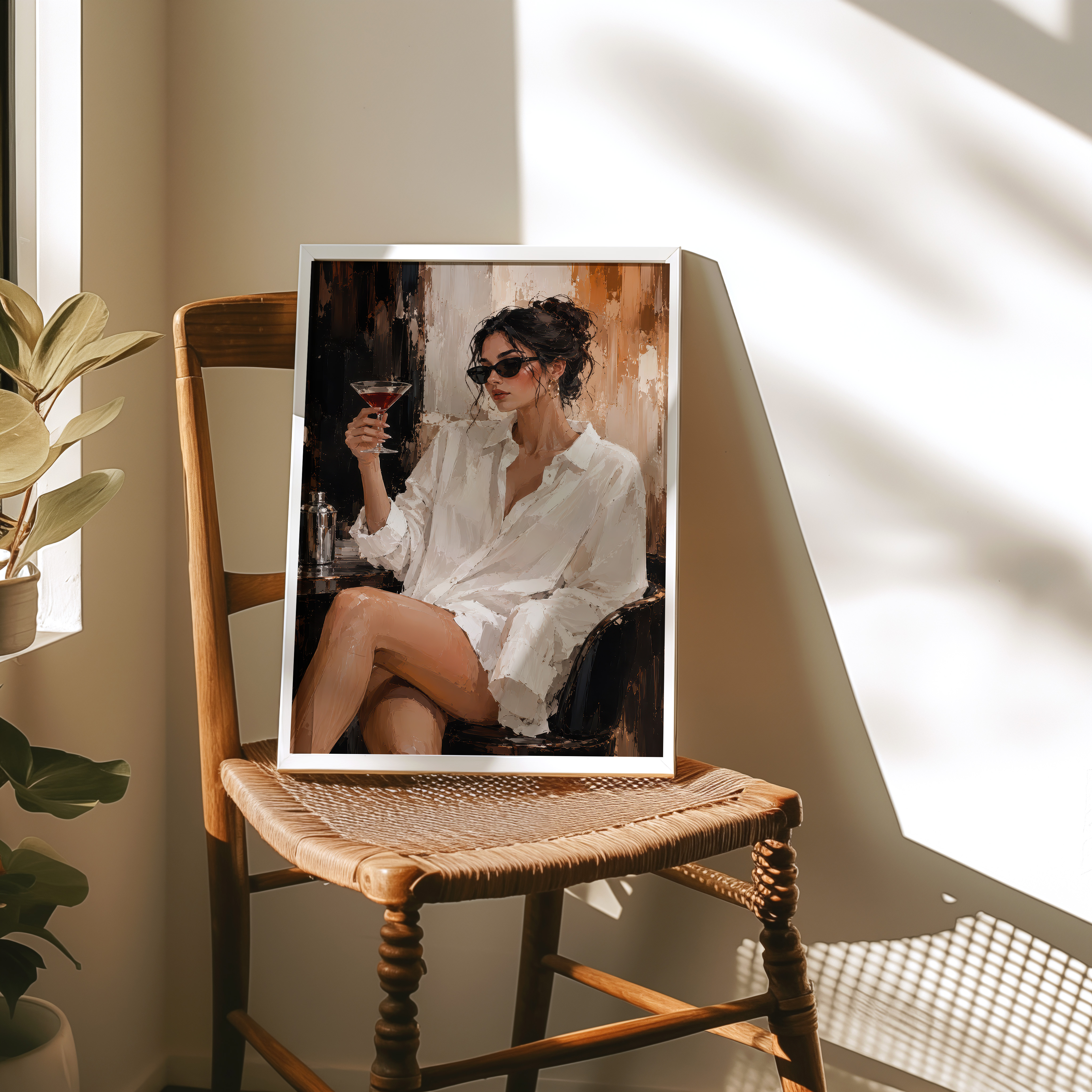 Chic Woman Cocktail Poster, Living Room Wall Art, Modern Bar Decor