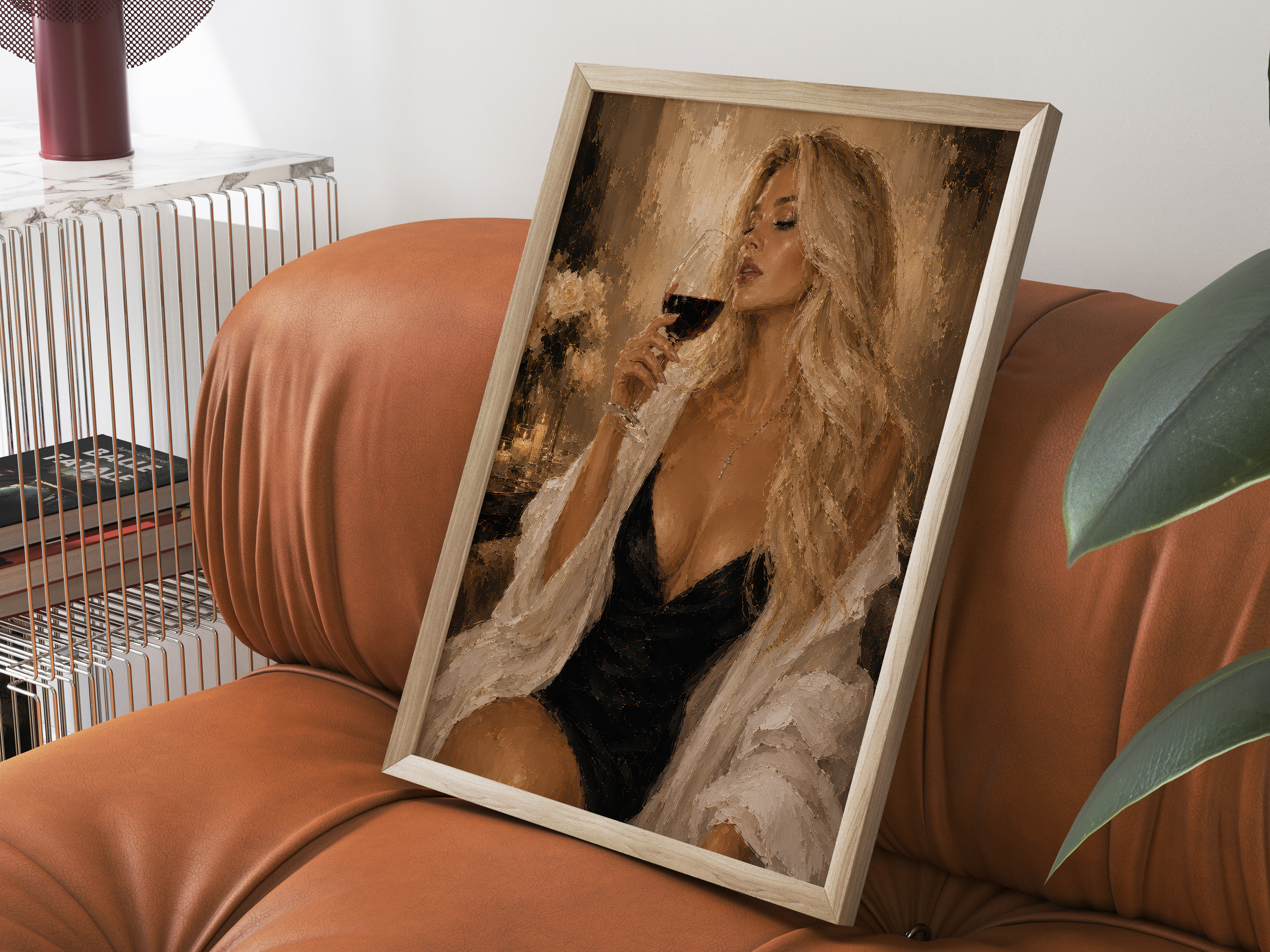Elegant Woman Wine Poster, Living Room Wall Art, Luxury Bar Decor