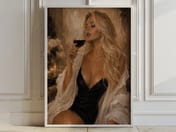 Elegant Woman Wine Poster, Living Room Wall Art, Luxury Bar Decor