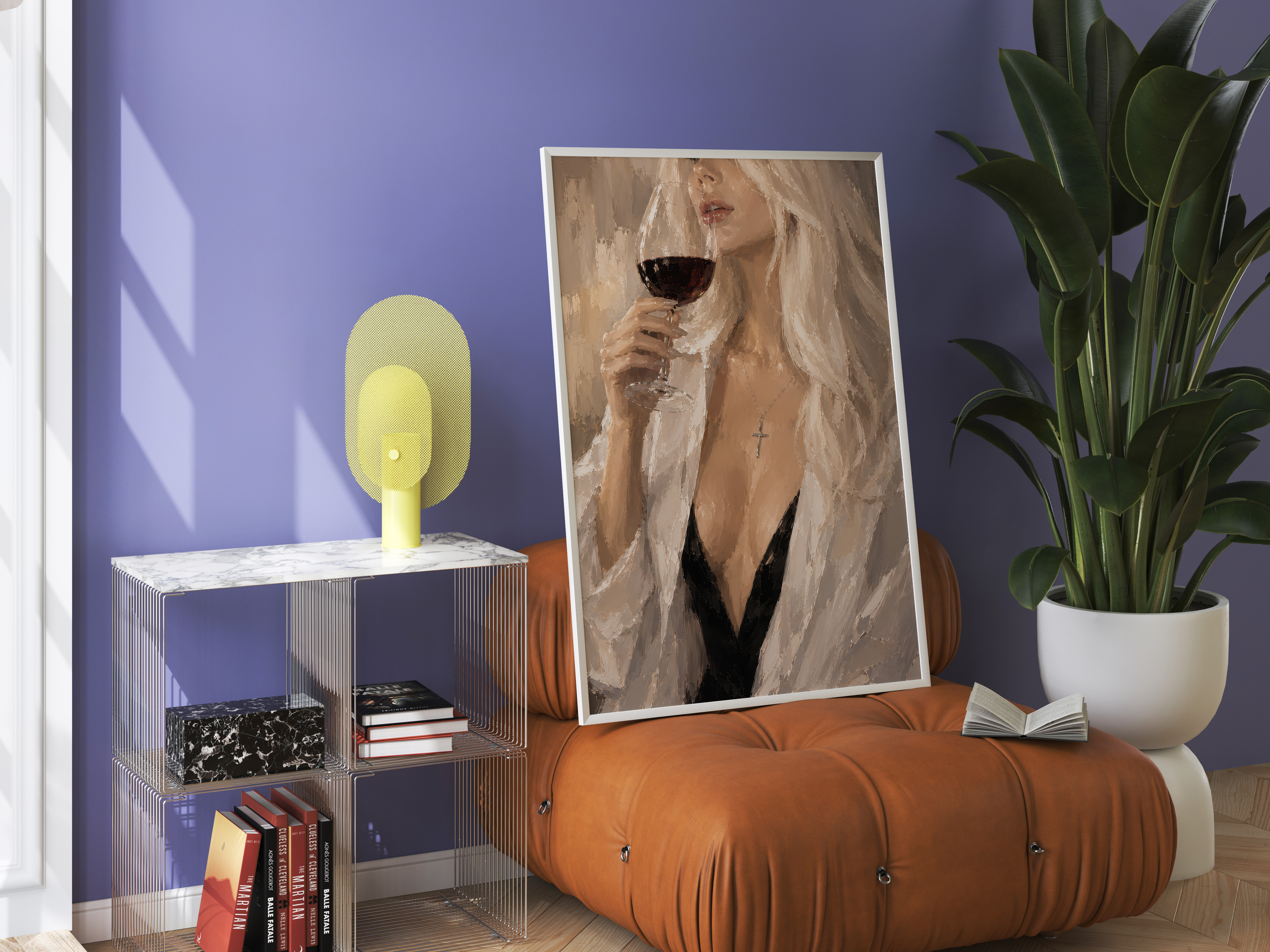Woman Sipping Red Wine Poster, Elegant Living Room Wall Art