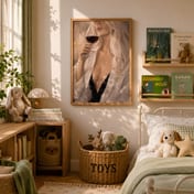 Woman Sipping Red Wine Poster, Elegant Living Room Wall Art