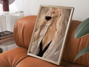 Woman Sipping Red Wine Poster, Elegant Living Room Wall Art