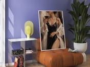 Elegant Woman Oil Painting, Wine Glass Living Room Wall Art, Modern Bar Poster