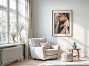 Elegant Woman Oil Painting, Wine Glass Living Room Wall Art, Modern Bar Poster