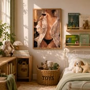 Woman Sipping Red Wine Poster, Living Room Wall Art, Moody Bar Decor
