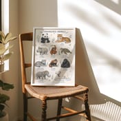 Endangered Animals Poster, Watercolor Living Room Wall Art, Kids Room Decor