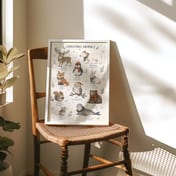 Winter Animals Christmas Chart Poster, Nursery Room Decor Aesthetic, Kids Wall Art