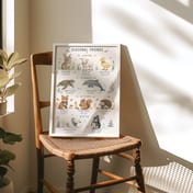 Four Seasons Animals Poster, Nursery Wall Art, Watercolor Room Decor