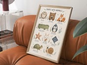 Shapes Animals Poster, Baby Boy Nursery Wall Art, Educational Kids Room Decor