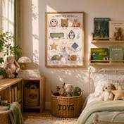 Shapes Animals Poster, Baby Boy Nursery Wall Art, Educational Kids Room Decor