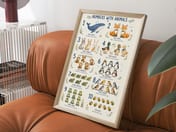Counting Poster with Animals, Numbers 1-10 Nursery Wall Art, Kids Playroom Decor