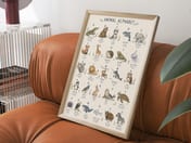 Animal Alphabet Chart Print, Baby Boy Nursery Wall Art, Watercolor ABC Poster