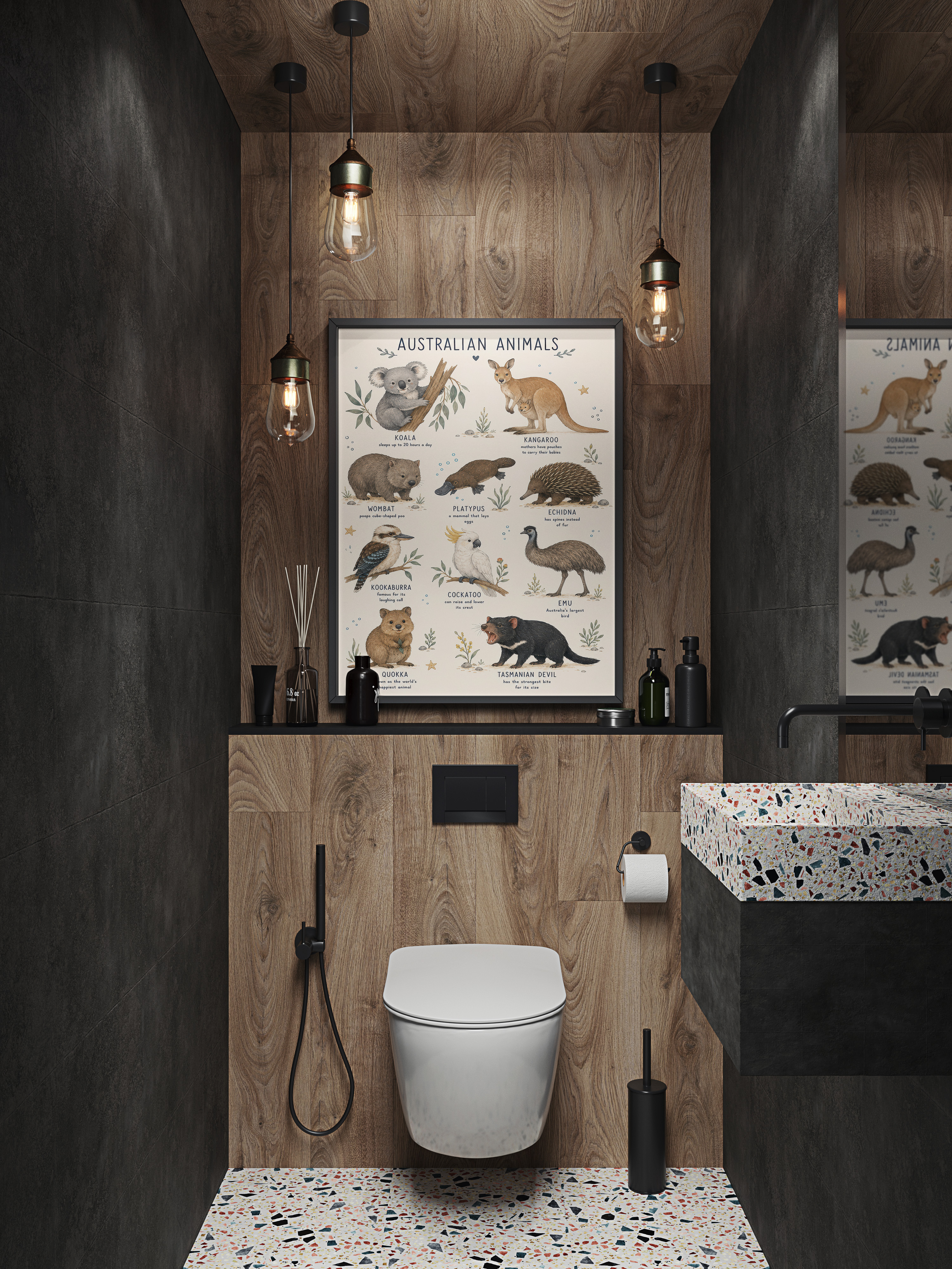 Australian Animals Chart Poster, Nursery Room Decor, Kids Bedroom Wall Art